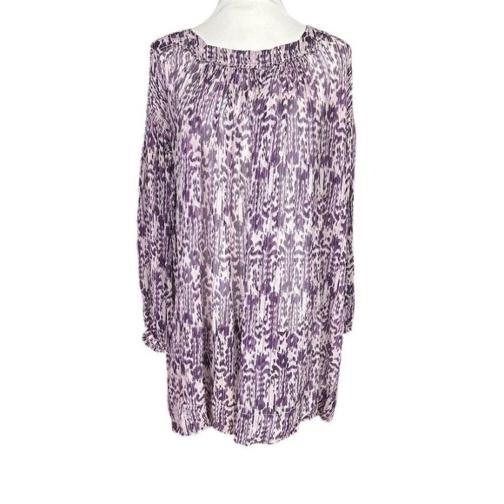 Etoile Isabel Marant Women's Sheer Silk Purple Abstract Print Tunic Dress Size 2